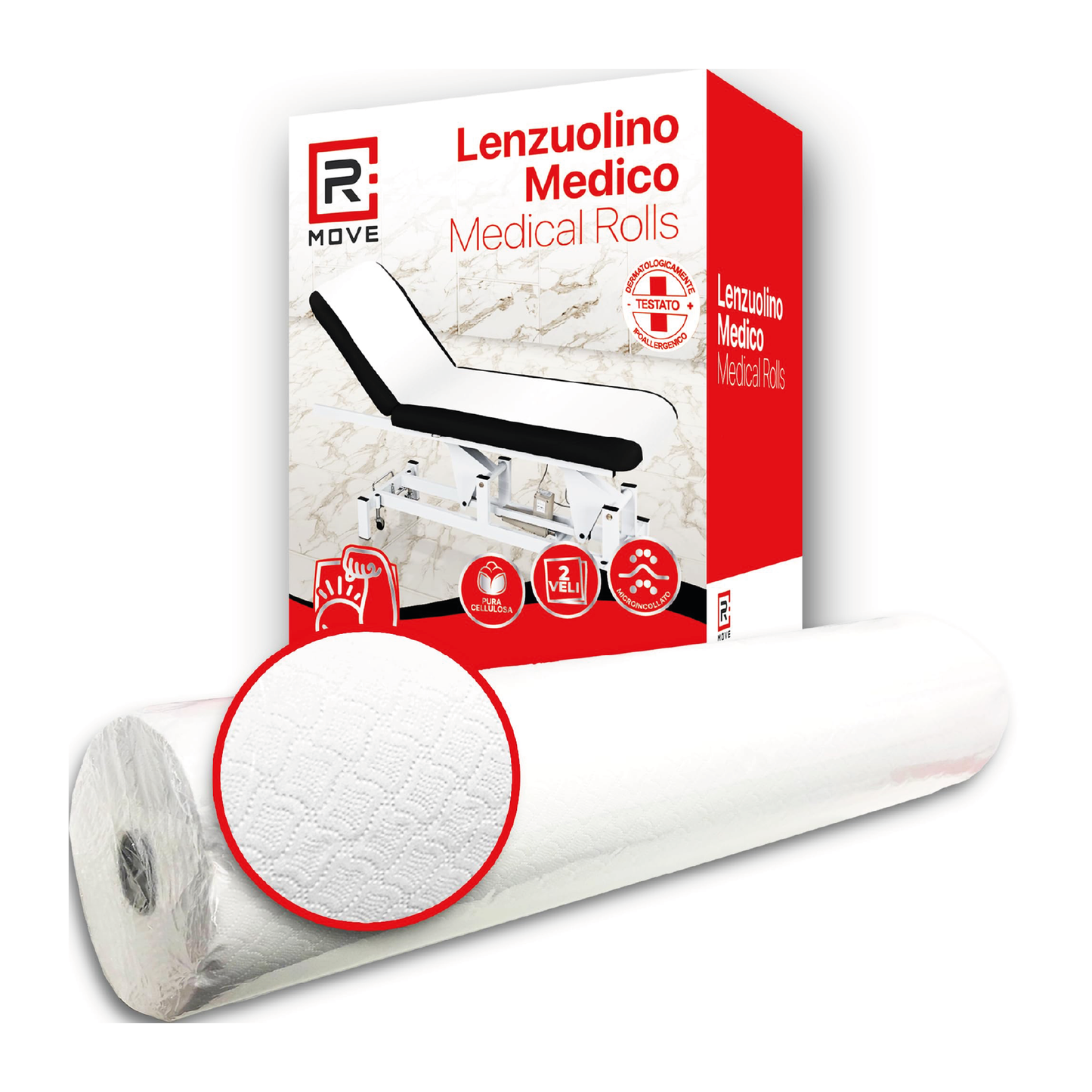 Rotolo Lettino Lenzuolino Medico x 6 Pezzi Pura Cellulosa